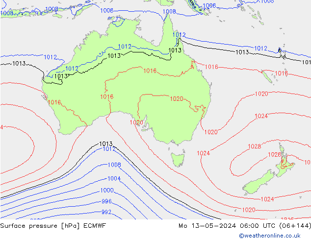 приземное давление ECMWF пн 13.05.2024 06 UTC
