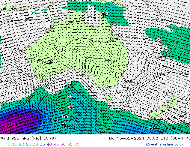 Wind 925 hPa ECMWF Mo 13.05.2024 06 UTC