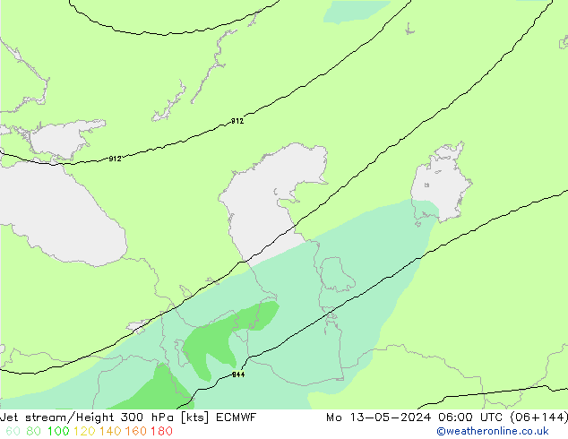 Prąd strumieniowy ECMWF pon. 13.05.2024 06 UTC