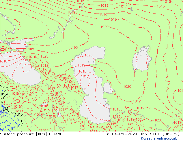 Yer basıncı ECMWF Cu 10.05.2024 06 UTC