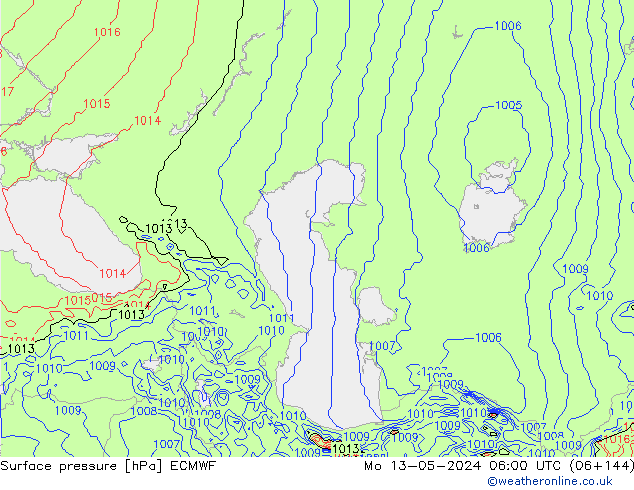 Surface pressure ECMWF Mo 13.05.2024 06 UTC