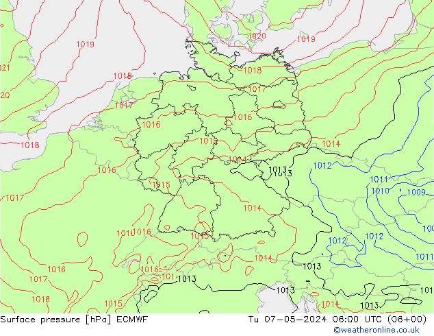 Surface pressure ECMWF Tu 07.05.2024 06 UTC