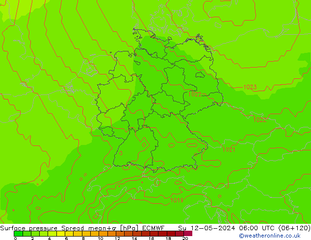 pression de l'air Spread ECMWF dim 12.05.2024 06 UTC