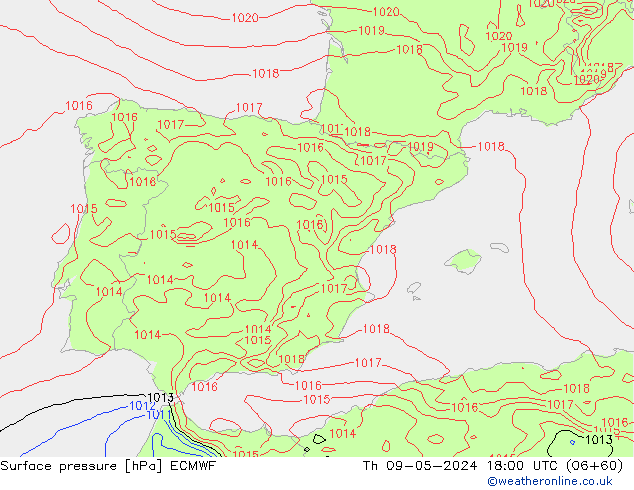 приземное давление ECMWF чт 09.05.2024 18 UTC