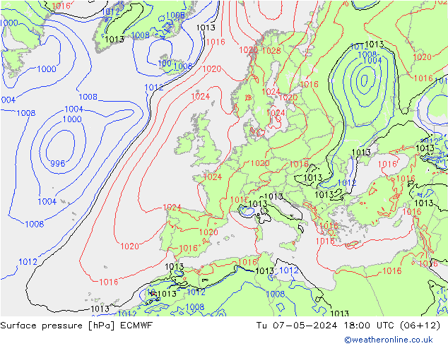 Luchtdruk (Grond) ECMWF di 07.05.2024 18 UTC