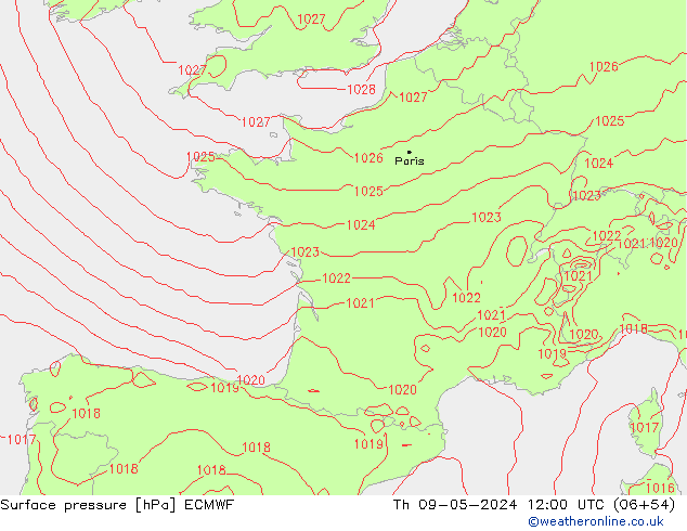 Yer basıncı ECMWF Per 09.05.2024 12 UTC