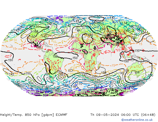 Height/Temp. 850 hPa ECMWF Th 09.05.2024 06 UTC