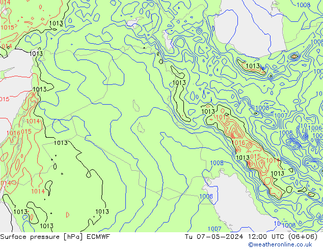 Surface pressure ECMWF Tu 07.05.2024 12 UTC