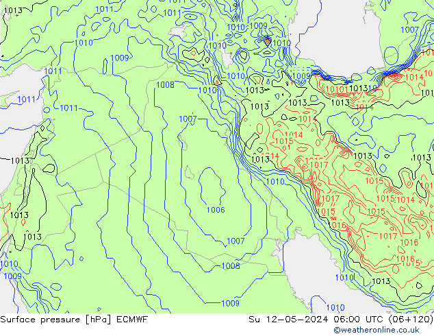 Surface pressure ECMWF Su 12.05.2024 06 UTC