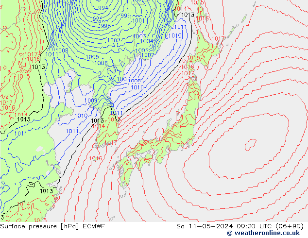 ciśnienie ECMWF so. 11.05.2024 00 UTC