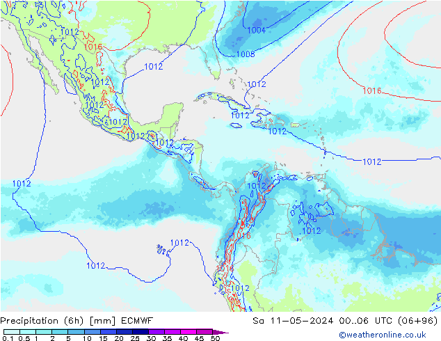 Precipitação (6h) ECMWF Sáb 11.05.2024 06 UTC