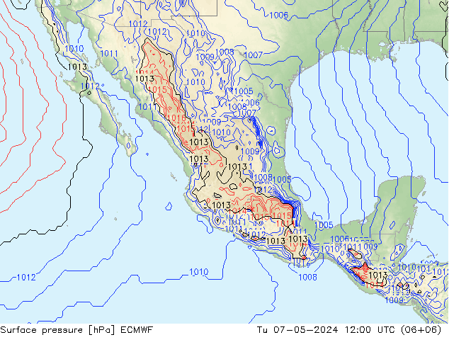 Presión superficial ECMWF mar 07.05.2024 12 UTC