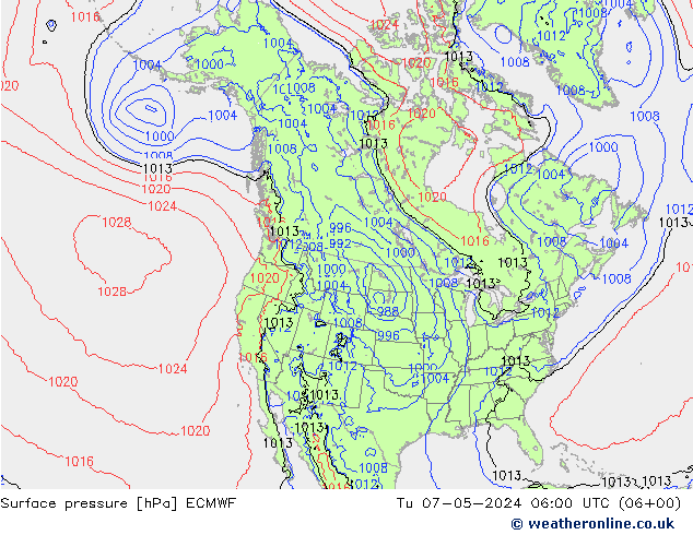 Bodendruck ECMWF Di 07.05.2024 06 UTC