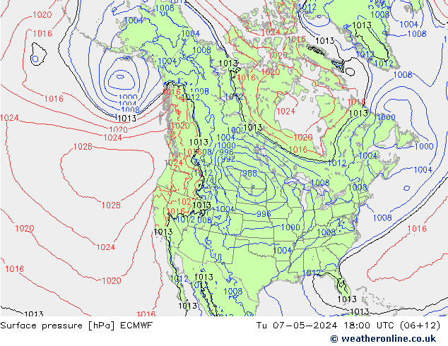 Bodendruck ECMWF Di 07.05.2024 18 UTC