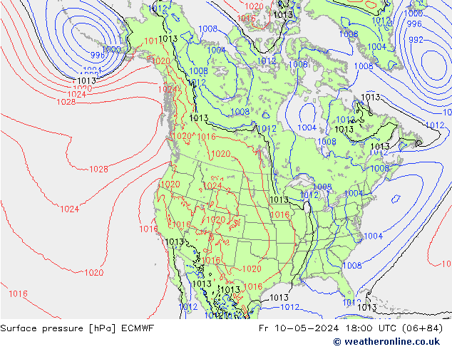 Atmosférický tlak ECMWF Pá 10.05.2024 18 UTC