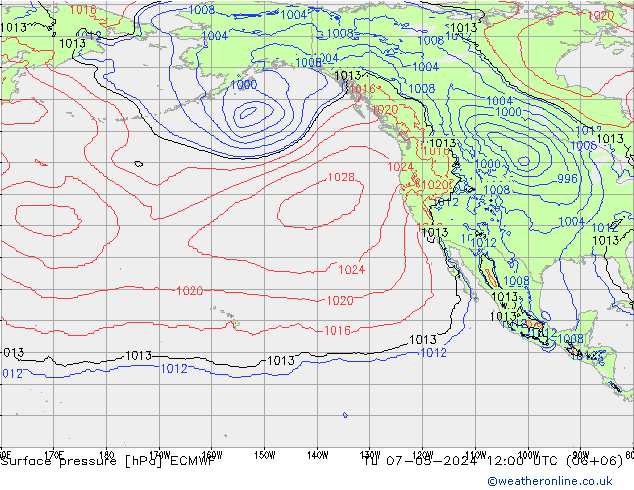 Surface pressure ECMWF Tu 07.05.2024 12 UTC