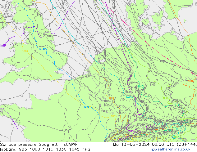 pression de l'air Spaghetti ECMWF lun 13.05.2024 06 UTC
