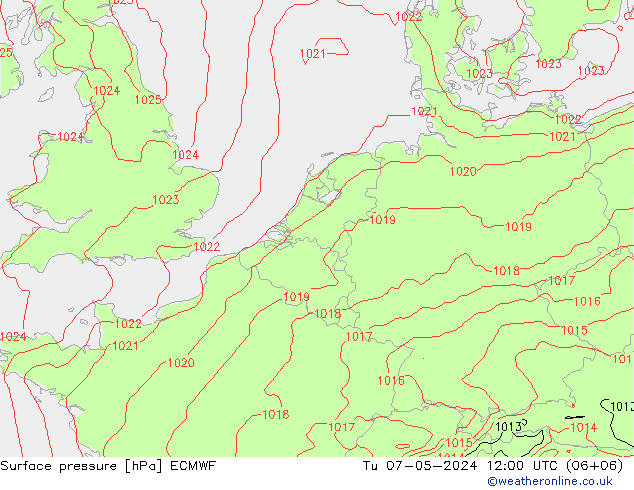 pressão do solo ECMWF Ter 07.05.2024 12 UTC