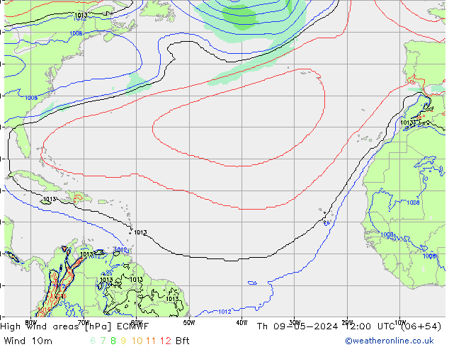 Izotacha ECMWF czw. 09.05.2024 12 UTC