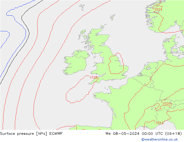 Luchtdruk (Grond) ECMWF wo 08.05.2024 00 UTC