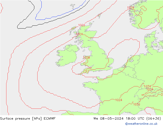 Yer basıncı ECMWF Çar 08.05.2024 18 UTC