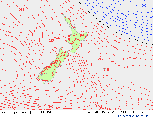 Surface pressure ECMWF We 08.05.2024 18 UTC