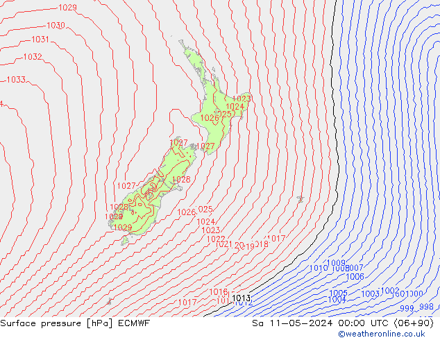 приземное давление ECMWF сб 11.05.2024 00 UTC