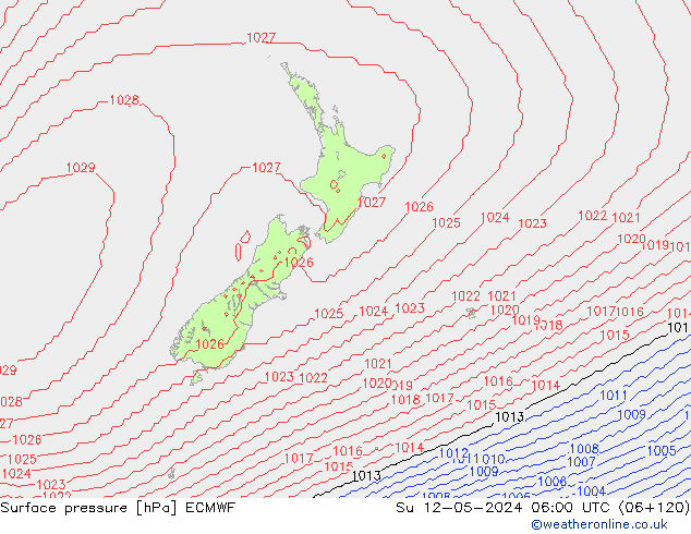 Surface pressure ECMWF Su 12.05.2024 06 UTC