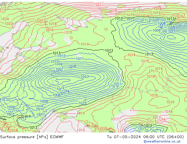 приземное давление ECMWF вт 07.05.2024 06 UTC