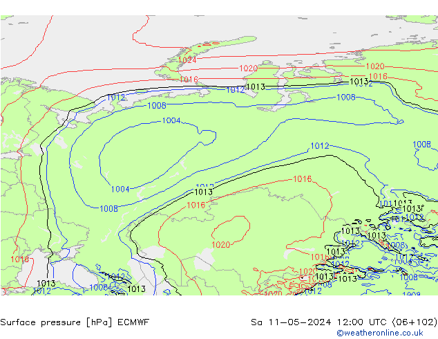 ciśnienie ECMWF so. 11.05.2024 12 UTC