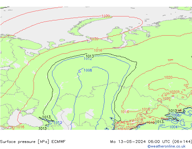 Bodendruck ECMWF Mo 13.05.2024 06 UTC
