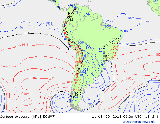 Bodendruck ECMWF Mi 08.05.2024 06 UTC