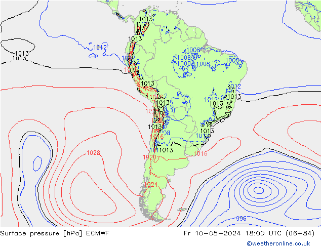 pression de l'air ECMWF ven 10.05.2024 18 UTC