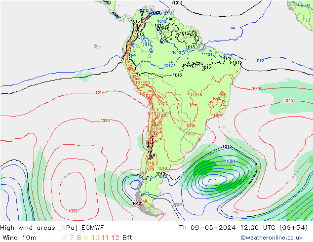 Izotacha ECMWF czw. 09.05.2024 12 UTC