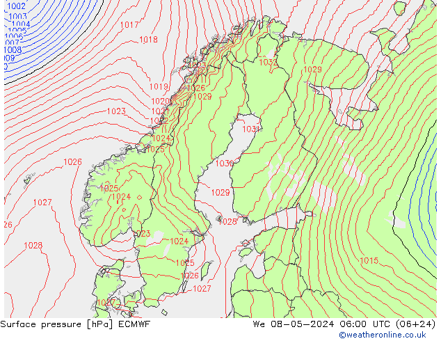 Bodendruck ECMWF Mi 08.05.2024 06 UTC