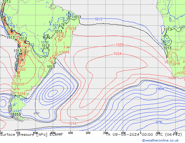 Pressione al suolo ECMWF gio 09.05.2024 00 UTC