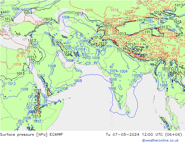 Atmosférický tlak ECMWF Út 07.05.2024 12 UTC