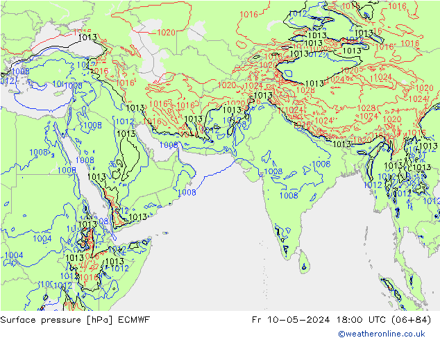 Surface pressure ECMWF Fr 10.05.2024 18 UTC