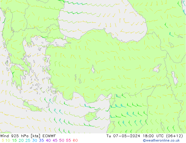 Rüzgar 925 hPa ECMWF Sa 07.05.2024 18 UTC