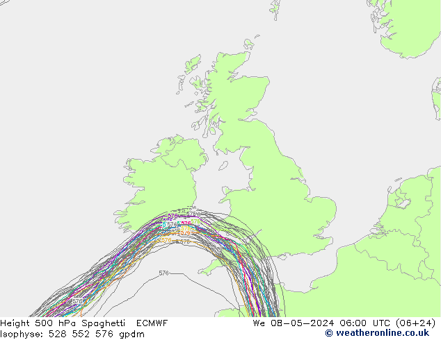 Géop. 500 hPa Spaghetti ECMWF mer 08.05.2024 06 UTC