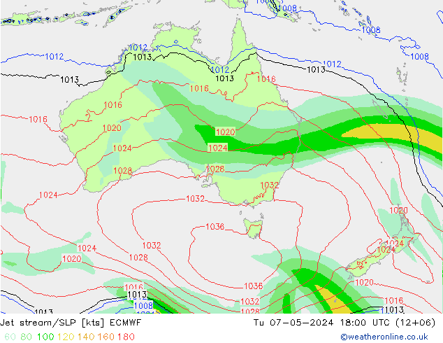 Jet stream/SLP ECMWF Tu 07.05.2024 18 UTC