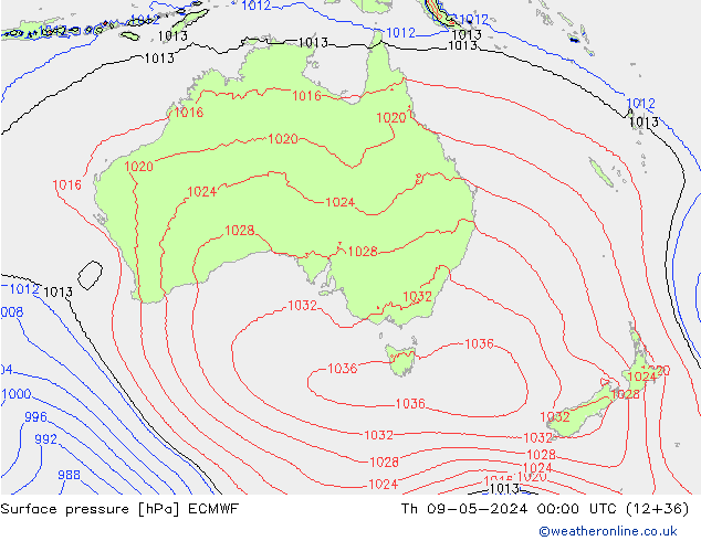 Surface pressure ECMWF Th 09.05.2024 00 UTC