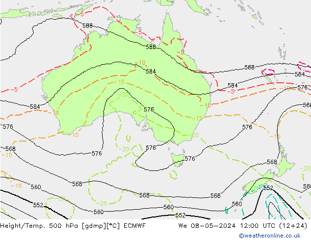 Géop./Temp. 500 hPa ECMWF mer 08.05.2024 12 UTC