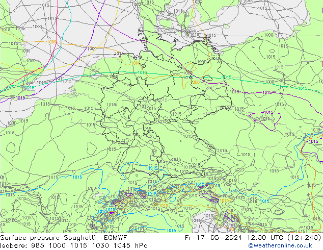 Luchtdruk op zeeniveau Spaghetti ECMWF vr 17.05.2024 12 UTC