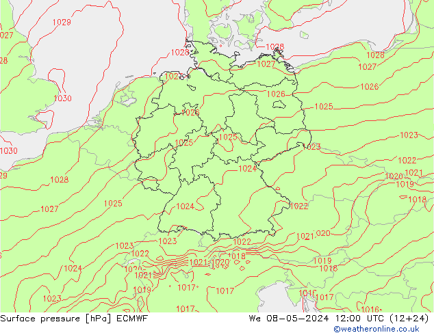 ciśnienie ECMWF śro. 08.05.2024 12 UTC