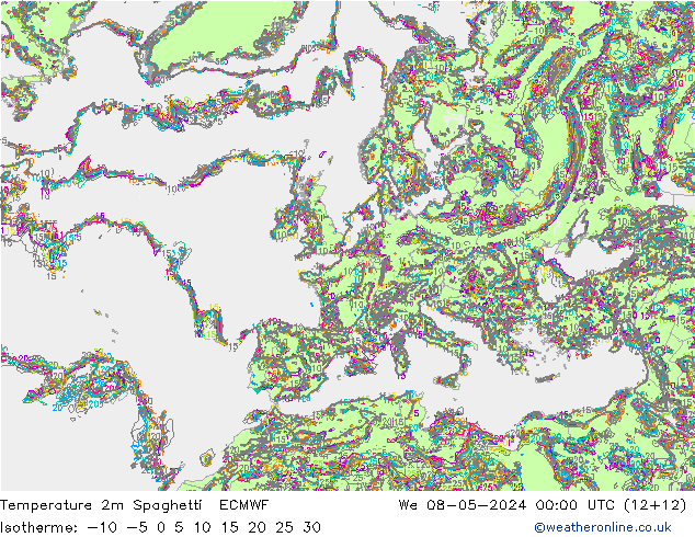 Temperaturkarte Spaghetti ECMWF Mi 08.05.2024 00 UTC