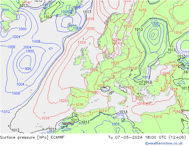 приземное давление ECMWF вт 07.05.2024 18 UTC