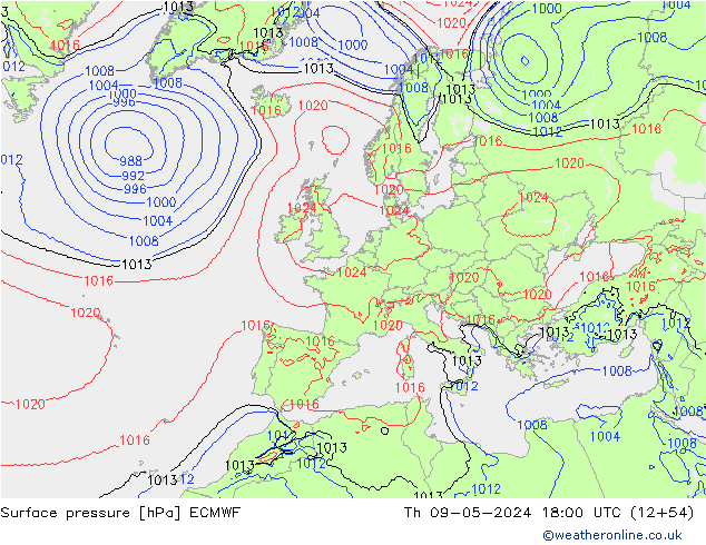 Bodendruck ECMWF Do 09.05.2024 18 UTC