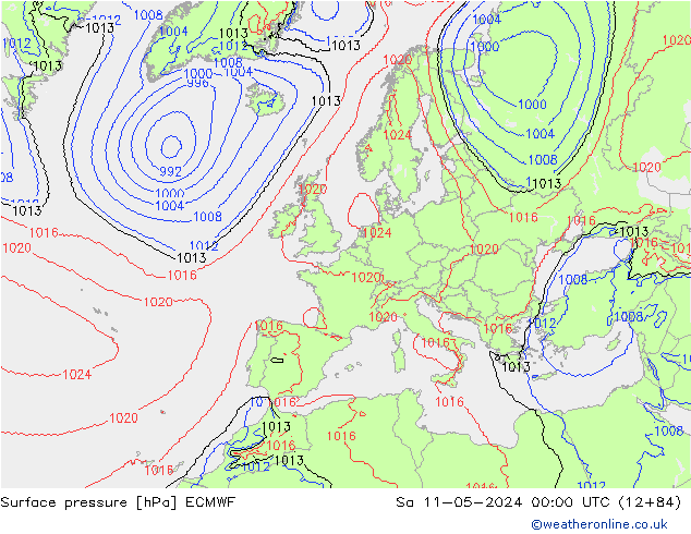 Surface pressure ECMWF Sa 11.05.2024 00 UTC