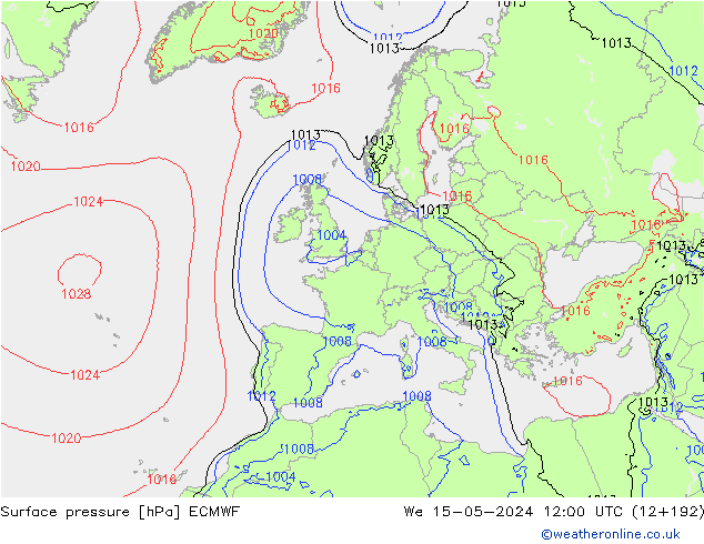 Bodendruck ECMWF Mi 15.05.2024 12 UTC